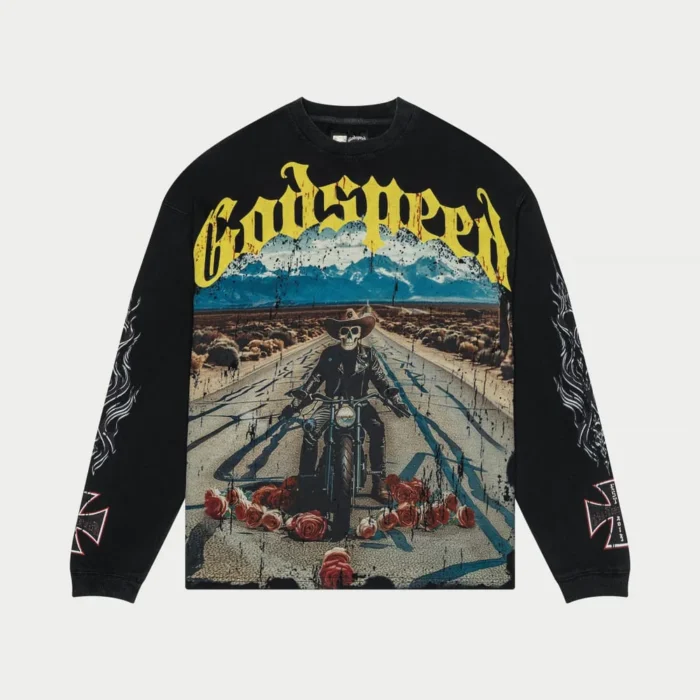 God Speed Long Lonely Road LS T-shirt (Black Wash)